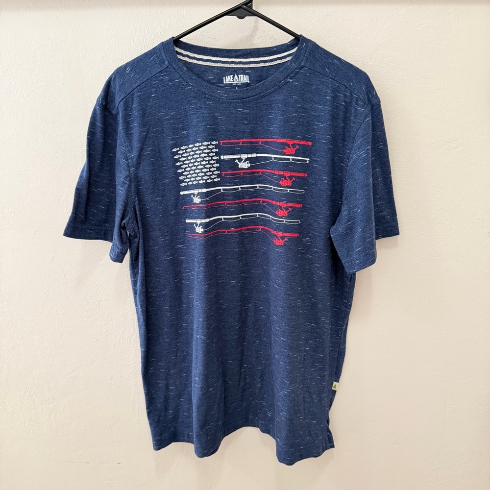 Mens Rod Reel Fish T-Shirt NWOT SZ L Fishing Tee Mens Shirt Rare